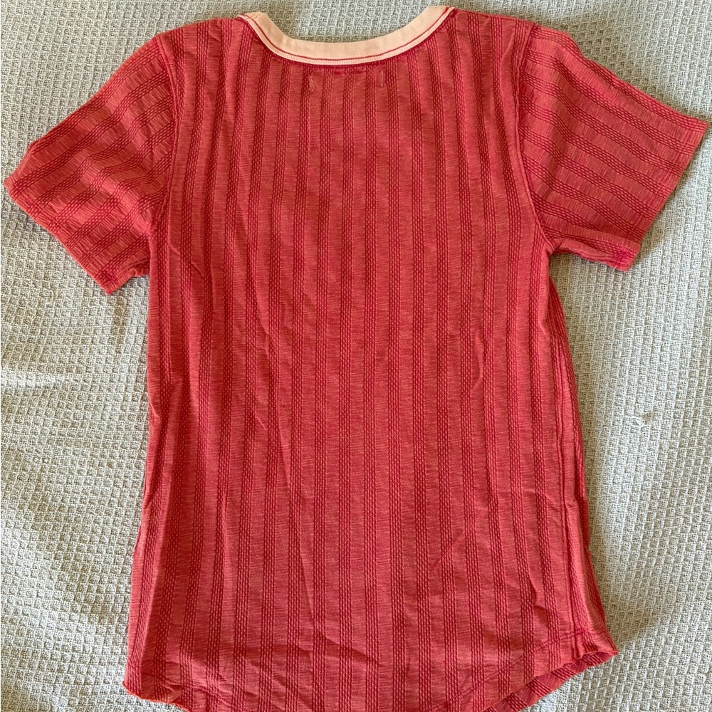 We The Free Red and Cream Short Sleeve Tee - Picture 3 of 3